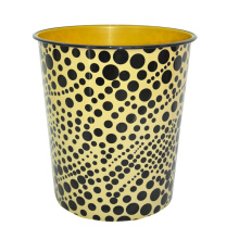 Plastic Black DOT Printed Open Top Waste Bin (A23-828)